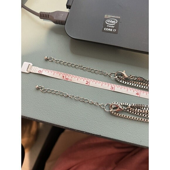 Silvertone Box Chain Multi Strand Necklace Quiet Luxury Classic Layered Multiple - Picture 2 of 4